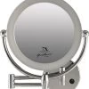 Metalen Verlichte Wand Knik Arm Badkamer LED Spiegel Chroom, Dubbelzijdig Verlicht, 7x Vergroting 22cm Doorsnee, Inculsief 4x AA Batterijen En Stroomkabel(USB)
