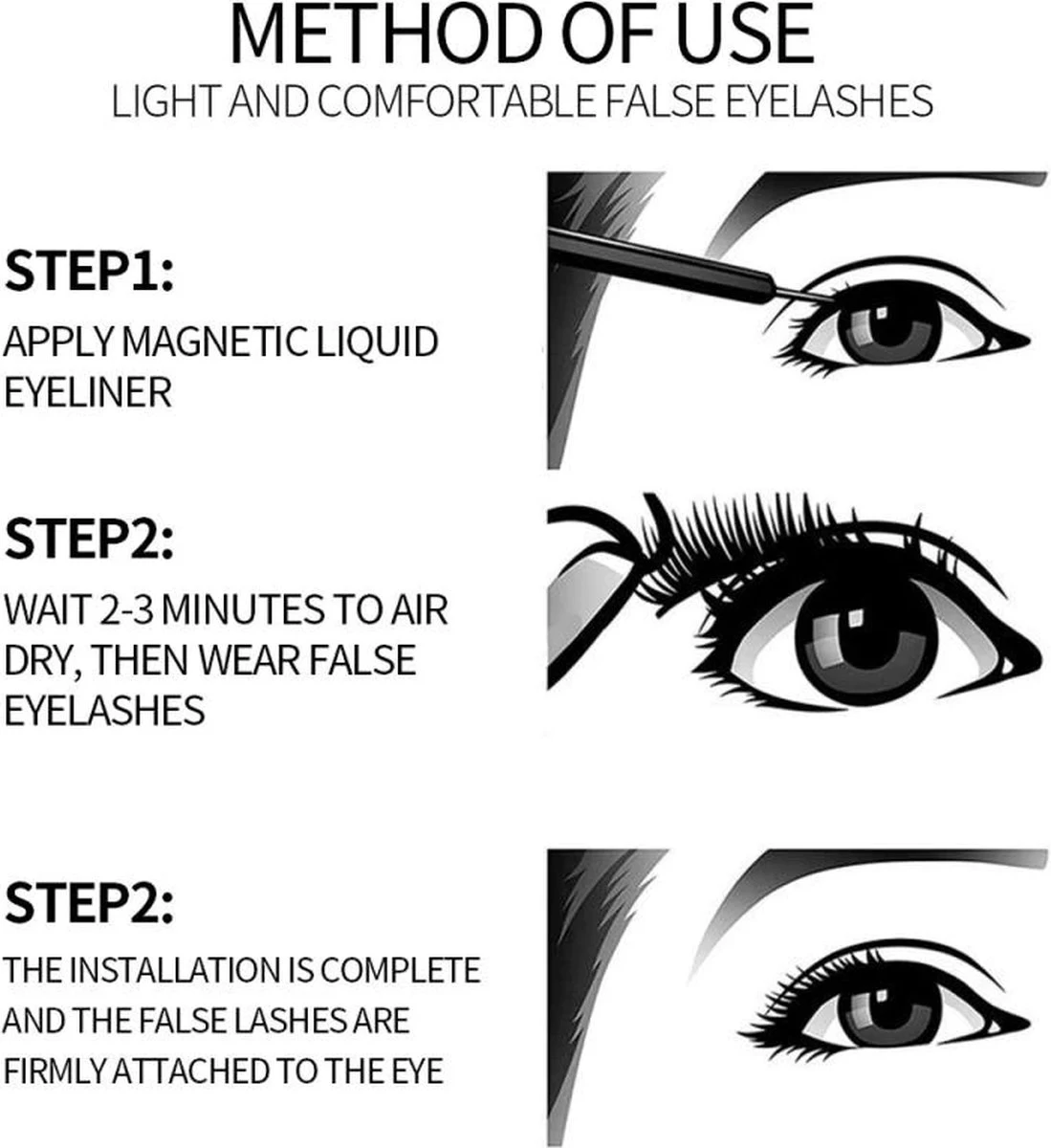 Yermin Beauty Magnetische Wimpers Met Eyeliner Pen Set - Magnetic Lashes - Magneet - 10 Sets Nepwimpers Met 2 Eyelinergel En 1 Applicator - Zwart 4 Yermin Beauty Magnetische Wimpers Met Eyeliner Pen Set - Magnetic Lashes - Magneet - 10 Sets Nepwimpers Met 2 Eyelinergel En 1 Applicator - Zwart - Afbeelding 4