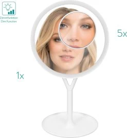 Navaris Make-up Spiegel Met Verlichting - Inclusief Kleinere Handspiegel Met 5x Vergroting - LED-verlichting Met Dim-functie - Wit -Make-Up Poeder Verkoop 1099x1200 7