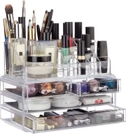 Confibel - Make-up Organizer - Cosmetica Organizer - Verstelbare Lades - Sieraden/Make-up - Cosmetica Opbergdoos - Transparant