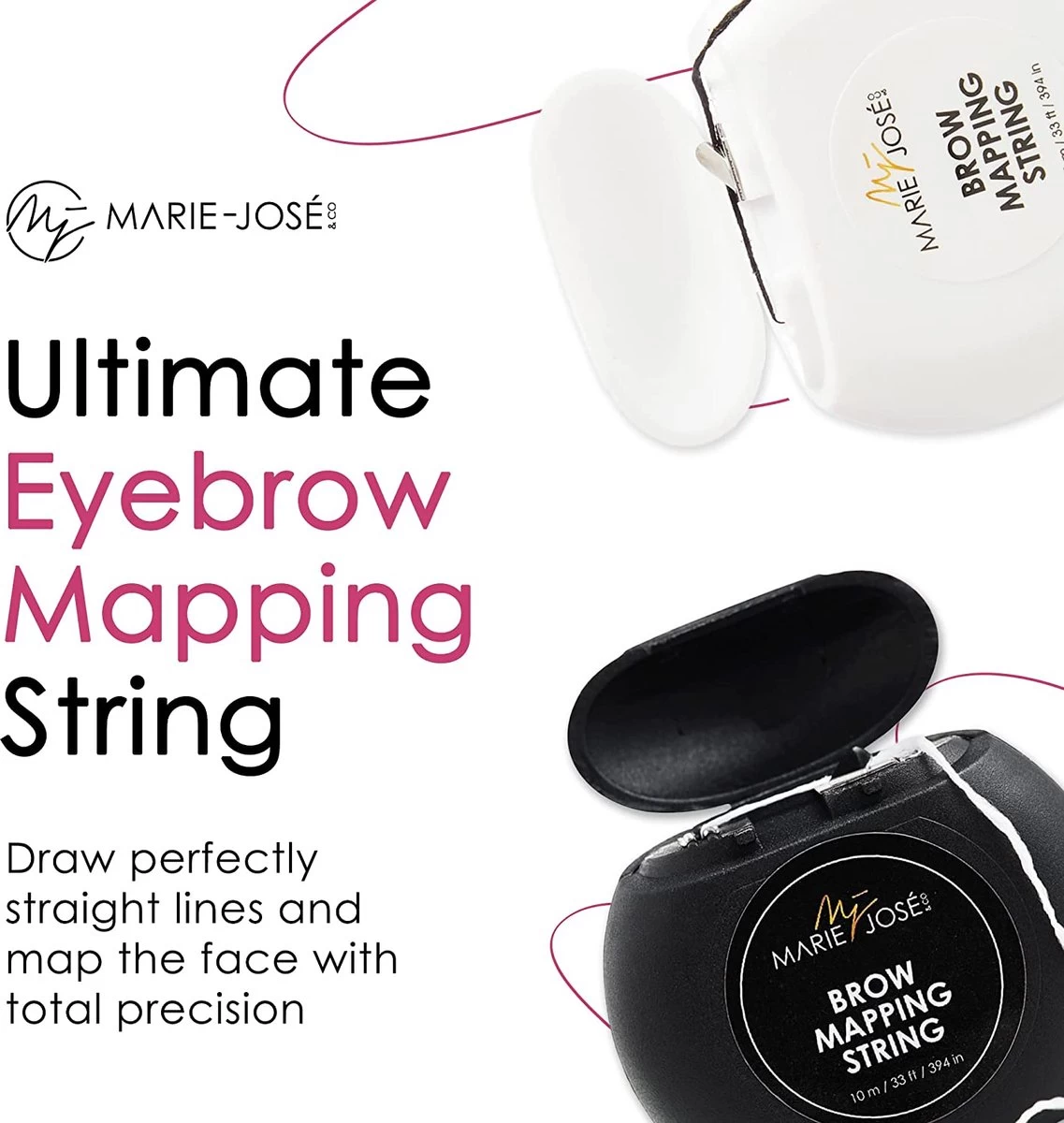 Marie-José & Co Brow Mapping String Set - Zwart & Witte Draad + 10 Vingerbeschermers - Perfect Wenkbrauwen Aftekenen Met Voorgekleurde Draad - Alternatief Voor Wenkbrauwsjablonen 5 Marie-José & Co Brow Mapping String Set - Zwart & Witte Draad + 10 Vingerbeschermers - Perfect Wenkbrauwen Aftekenen Met Voorgekleurde Draad - Alternatief Voor Wenkbrauwsjablonen - Afbeelding 5