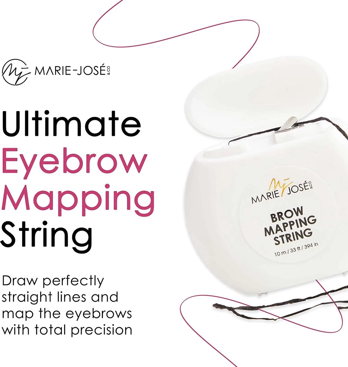 Marie-José & Co - Brow Mapping String - Voor Henna Brows & Microblading - Kleur Draad: Zwart - 1 X 10 M - 50 Toepassingen 3 Marie-José & Co - Brow Mapping String - Voor Henna Brows & Microblading - Kleur Draad: Zwart - 1 X 10 M - 50 Toepassingen - Afbeelding 3