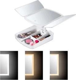 Merkloos Make-up Organizer Met Spiegel En LED Van METU-Online - Make Up Opberger - Make Up Spiegel Met Led Lamp - Makeup Opbergdoos - Make-up Spiegel Wit - Make Up Spiegel Met Verlichting En Usb - Make Up Koffer - Make Up Tafel - Make Up Organizer -Make-Up Poeder Verkoop 1140x1200 4