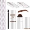 Merkloos Wenkbrauw Stempel – Brow Stamp – Stempelset – Make Up – Bruin – Incl. 34 Sjablonen – Incl. Wenkbrauw Borstel – Waterproof - Herbruikbaar - Cadeau Voor Haar