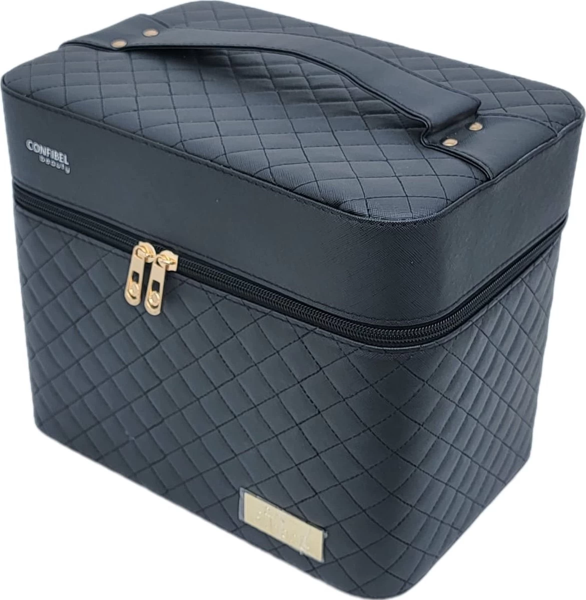 Confibel Make Up Koffer - Uitklapbaar - 5 Opbergbakken - Met Spiegel - Zwart 8 Confibel Make Up Koffer - Uitklapbaar - 5 Opbergbakken - Met Spiegel - Zwart - Afbeelding 8