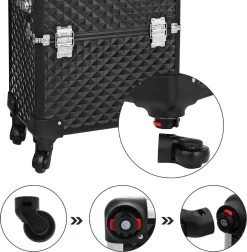 Merkloos Trolley, Make-up Koffer, Cosmetische Koffer, Voor Nageldesign, Make-up Organizer, Koffer Met Draagtas, Zwart JHZ04B -Make-Up Poeder Verkoop 1177x1200 11