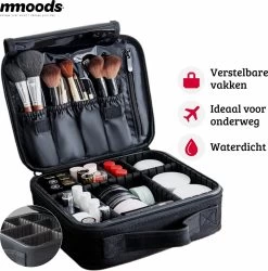 Mmoods Make-up Koffer – Make Up Tas Reizen – Makeup Organizer Verstelbaar -Beautycase Waterdicht – Make-up Tasje Voor Onderweg – Toilettas Voor Cosmetica Zwart