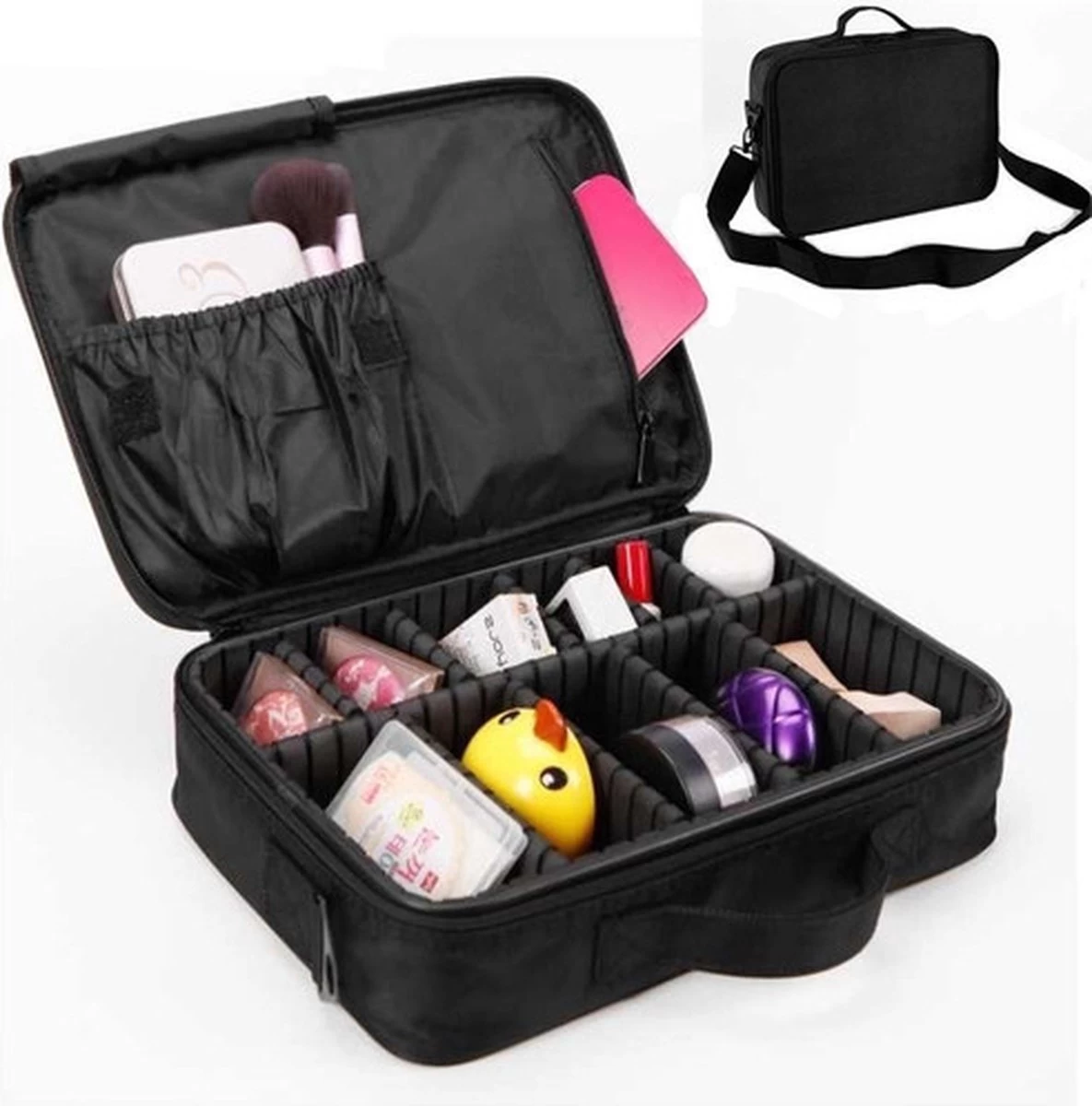 Merkloos Make-up Koffer - Cosmetica - Visagie Opbergtas - Beauty Organizer Met Verstelbare Vakken - 34x23x8CM - Zwart 1 Merkloos Make-up Koffer - Cosmetica - Visagie Opbergtas - Beauty Organizer Met Verstelbare Vakken - 34x23x8CM - Zwart