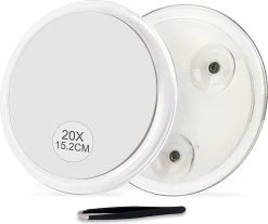 6 Inch, 20 X Vergrotende Spiegel Met Zuignappen, Gebruik Voor Make-up Applicatie, Pincet En Mee-eter/onzuiverheid, Transparant
