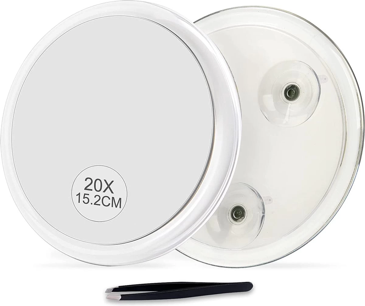 6 Inch, 20 X Vergrotende Spiegel Met Zuignappen, Gebruik Voor Make-up Applicatie, Pincet En Mee-eter/onzuiverheid, Transparant 1 6 Inch, 20 X Vergrotende Spiegel Met Zuignappen, Gebruik Voor Make-up Applicatie, Pincet En Mee-eter/onzuiverheid, Transparant