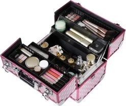 Homeza® Cosmetica Koffer - Make-up Doos - Visagie Koffer - Roze-Zilver 11 Homeza® Cosmetica Koffer - Make-up Doos - Visagie Koffer - Roze-Zilver -Make-Up Poeder Verkoop 1200x1010 3
