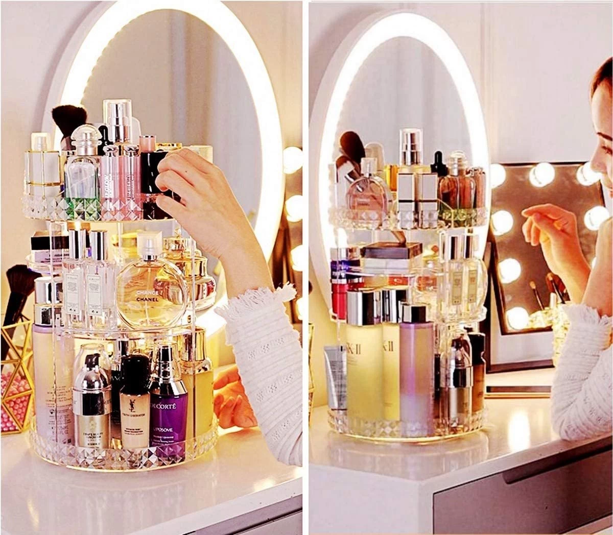 JZK Clear Acryl Home Beauty-organizer 360°, Draaibaare Cosmeticabox Voor Dresser, Slaapkamer, Badkamer, Voor Lippenstift, Kwastjes, Nagellak, Crèmes 2 JZK Clear Acryl Home Beauty-organizer 360°, Draaibaare Cosmeticabox Voor Dresser, Slaapkamer, Badkamer, Voor Lippenstift, Kwastjes, Nagellak, Crèmes - Afbeelding 2