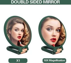 FOGARI Handspiegel Met 1 X 10 X Vergroting, Dubbelzijdige Make-upspiegel, Draagbare Kleine Spiegel, Inklapbare Verstelbare Spiegel Met Handvat, Ronde Reisspiegel, Make-upspiegel, Tafelspiegel, 360 Graden Draaibaar -Make-Up Poeder Verkoop 1200x1078 1