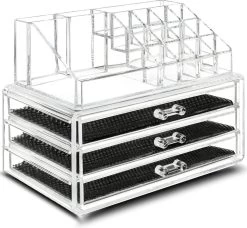 Merkloos Make-up Organizer, Make Up Opberger, 3 Laden, Opbergdoos, Make-up Bewaardoos