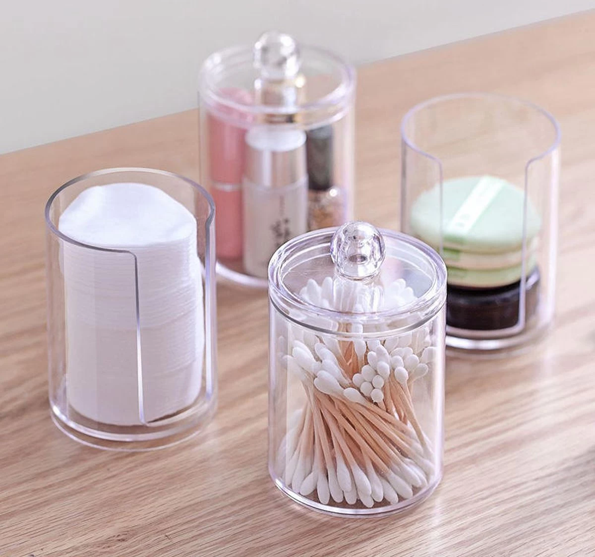 Without Lemon - Wattenstaafjes En Wattenschijfjes Houder - Dubbel Transparant Opberghouder - Opbergdoosje - Makeup Organizer - Open En Dichte Houder - Met Deksel - Stapelbaar 3 Without Lemon - Wattenstaafjes En Wattenschijfjes Houder - Dubbel Transparant Opberghouder - Opbergdoosje - Makeup Organizer - Open En Dichte Houder - Met Deksel - Stapelbaar - Afbeelding 3