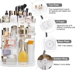 AMEITECH Make-uporganizer, Verstelbaar 360 Roterende Cosmetische Opslagcarrousel Draaiende Houder Opbergrek Met 5 Lagen Grote Capaciteit, Geweldig Voor Aanrecht Ijdelheid, Vierkant -Make-Up Poeder Verkoop 1200x1129 2