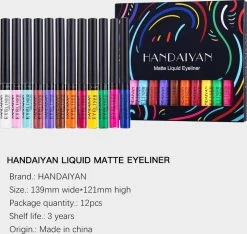 HANDAIYAN® | Liquid Eyeliner | Set Van 12 Kleuren | Gekleurde Eyeliner Set | Make Up | Waterproof | Langhoudend -Make-Up Poeder Verkoop 1200x1137 2