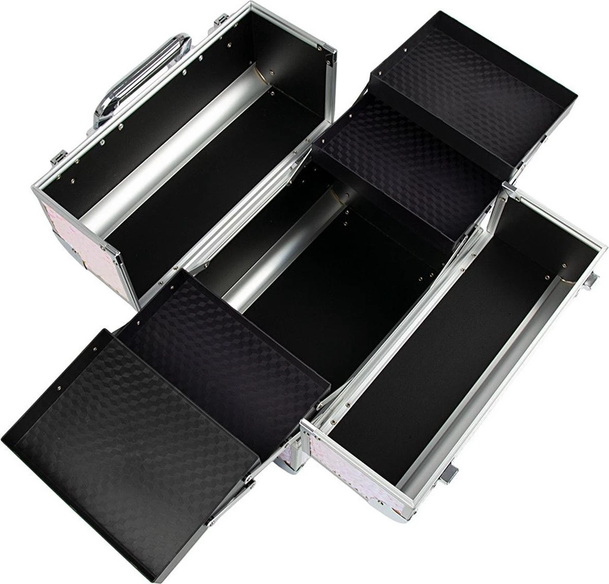 Aluminium Koffer Rosé Gold Met Opbergvakken 2 Aluminium Koffer Rosé Gold Met Opbergvakken - Afbeelding 2