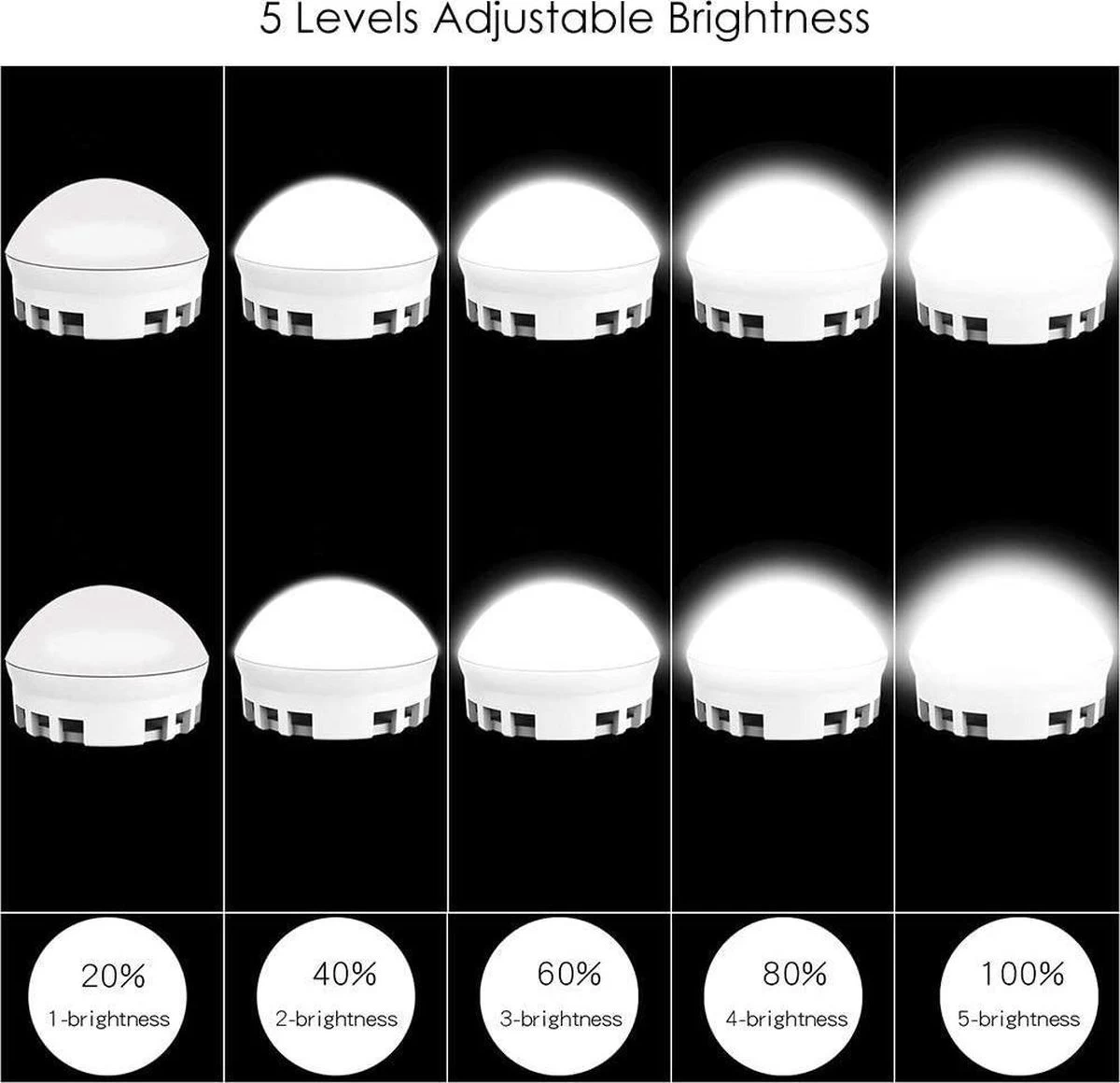 Merkloos LED Spiegel | 10 LEDS | Make-up Spiegel | Helderheid Aanpasbaar | USB Voeding | Geheugenfunctie 2 Merkloos LED Spiegel | 10 LEDS | Make-up Spiegel | Helderheid Aanpasbaar | USB Voeding | Geheugenfunctie - Afbeelding 2