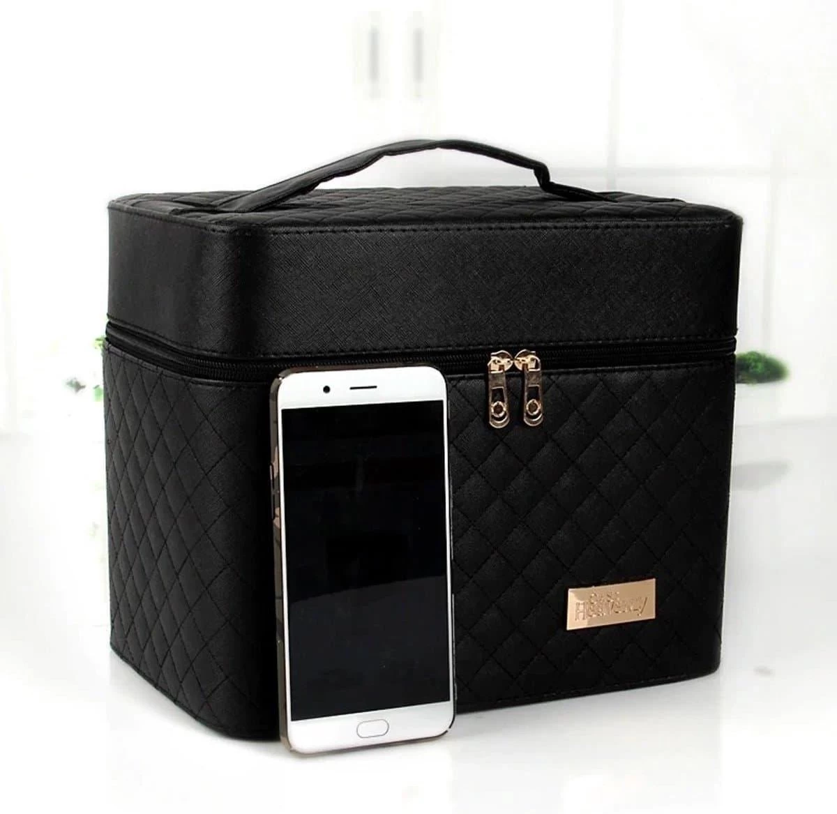 Confibel Make Up Koffer - Uitklapbaar - 5 Opbergbakken - Met Spiegel - Zwart 5 Confibel Make Up Koffer - Uitklapbaar - 5 Opbergbakken - Met Spiegel - Zwart - Afbeelding 5