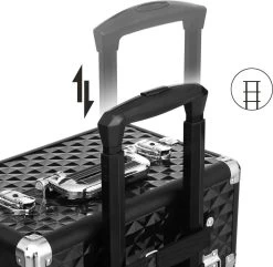Merkloos Trolley, Make-up Koffer, Cosmetische Koffer, Voor Nageldesign, Make-up Organizer, Koffer Met Draagtas, Zwart JHZ04B -Make-Up Poeder Verkoop 1200x1170 40