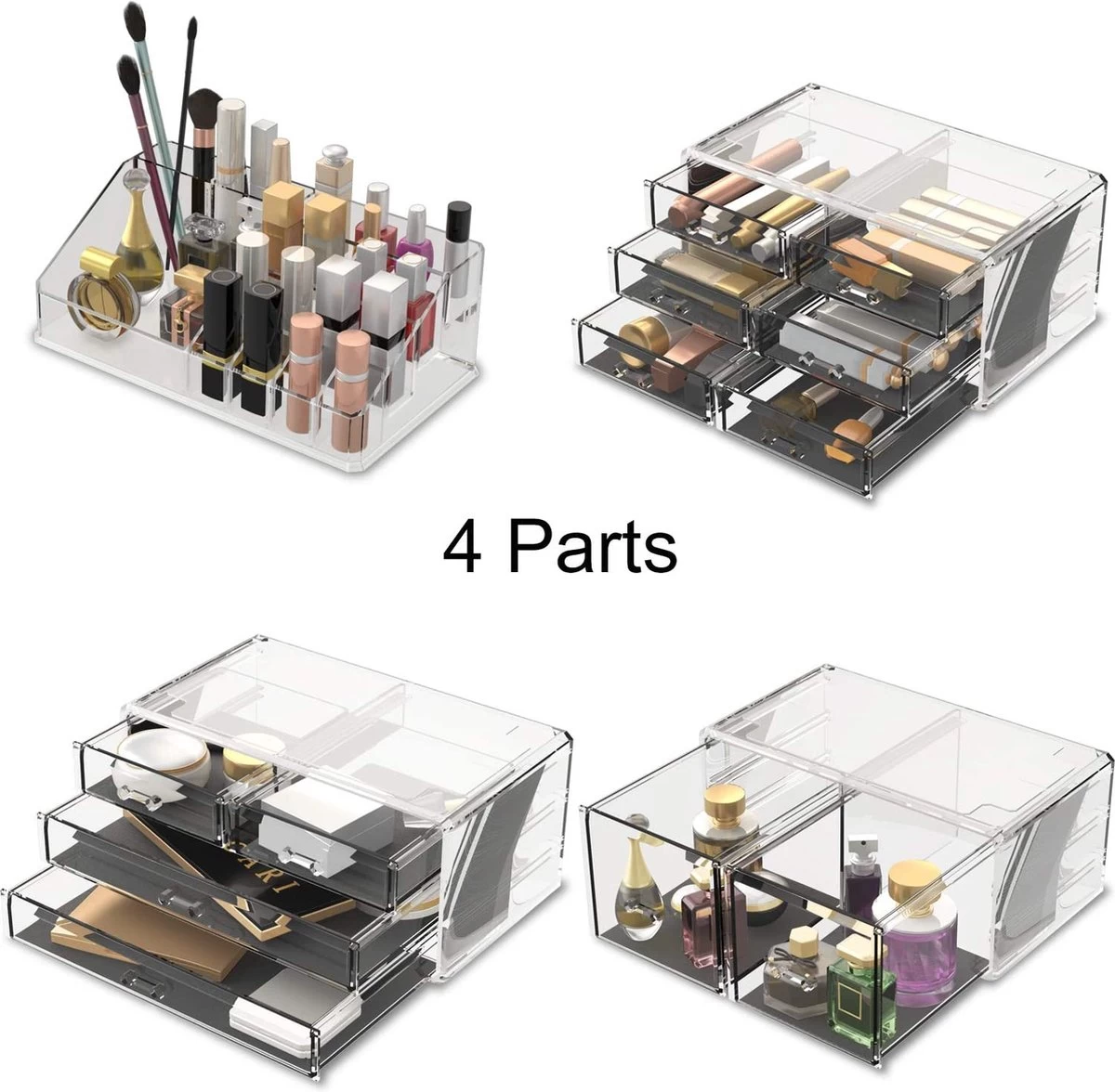 Make-up Cosmetische Organizer Opbergladen Display Dozen Case Met Laden (12D, Transparant) 4 Make-up Cosmetische Organizer Opbergladen Display Dozen Case Met Laden (12D, Transparant) - Afbeelding 4