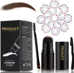 ProductPlanet Premium Wenkbrauw Stempel Set 2022 - Wenkbrauw Sjabloon - Wenkbrauwstempel - Brow Stamp - 10 Sjablonen - Borsteltje - Mesje - Herbruikbaar - Waterdicht - Cadeau Voor Haar - Donker Bruin