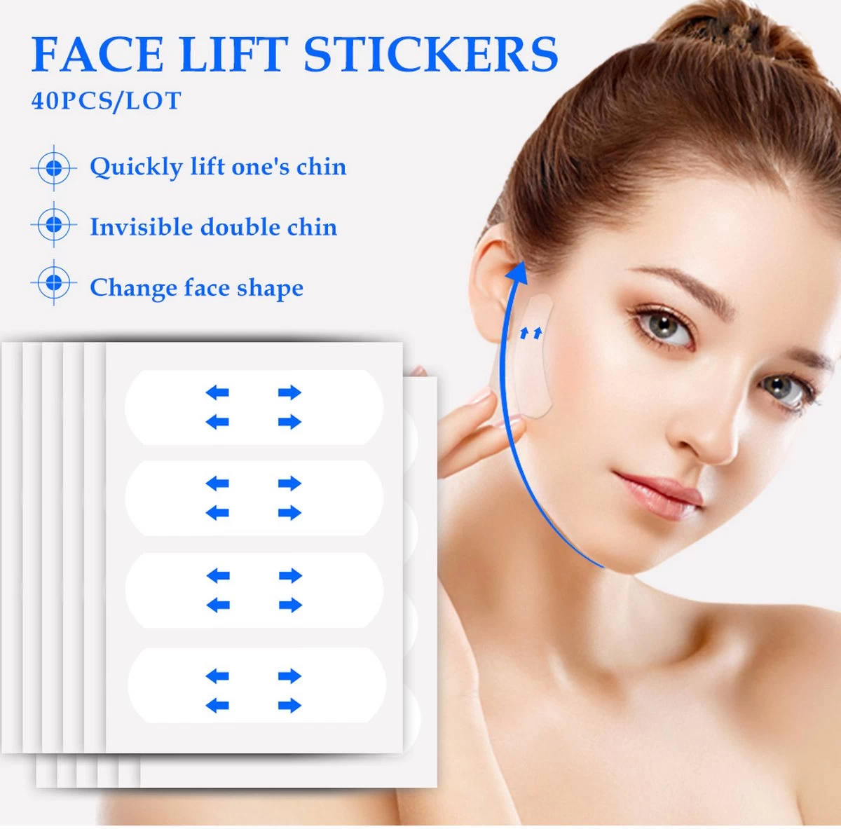 Facelift Tape - Face Tape - Gezicht Tape - Face Tape Lift - Beauty Tape - 40 Stuks 1 Facelift Tape - Face Tape - Gezicht Tape - Face Tape Lift - Beauty Tape - 40 Stuks