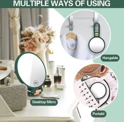 FOGARI Handspiegel Met 1 X 10 X Vergroting, Dubbelzijdige Make-upspiegel, Draagbare Kleine Spiegel, Inklapbare Verstelbare Spiegel Met Handvat, Ronde Reisspiegel, Make-upspiegel, Tafelspiegel, 360 Graden Draaibaar -Make-Up Poeder Verkoop 1200x1184 9
