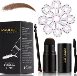 ProductPlanet Premium Wenkbrauw Stempel Set 2022 - Wenkbrauw Sjabloon - Wenkbrauwstempel - Brow Stamp - 10 Sjablonen - Borsteltje - Mesje - Herbruikbaar - Waterdicht - Cadeau Voor Haar - Lichtbruin