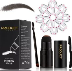 ProductPlanet Premium Wenkbrauw Stempel Set 2022 - Wenkbrauw Sjabloon - Wenkbrauwstempel - Brow Stamp - 10 Sjablonen - Borsteltje - Mesje - Herbruikbaar - Waterdicht - Cadeau Voor Haar - Zwart