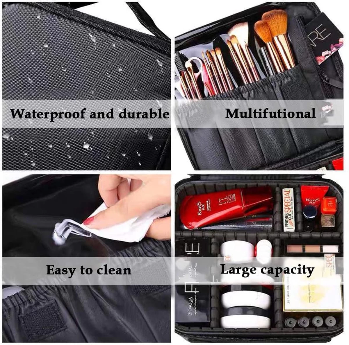 Merkloos Make-up Koffer - Cosmetica - Visagie Opbergtas - Beauty Organizer Met Verstelbare Vakken - 34x23x8CM - Zwart 2 Merkloos Make-up Koffer - Cosmetica - Visagie Opbergtas - Beauty Organizer Met Verstelbare Vakken - 34x23x8CM - Zwart - Afbeelding 2