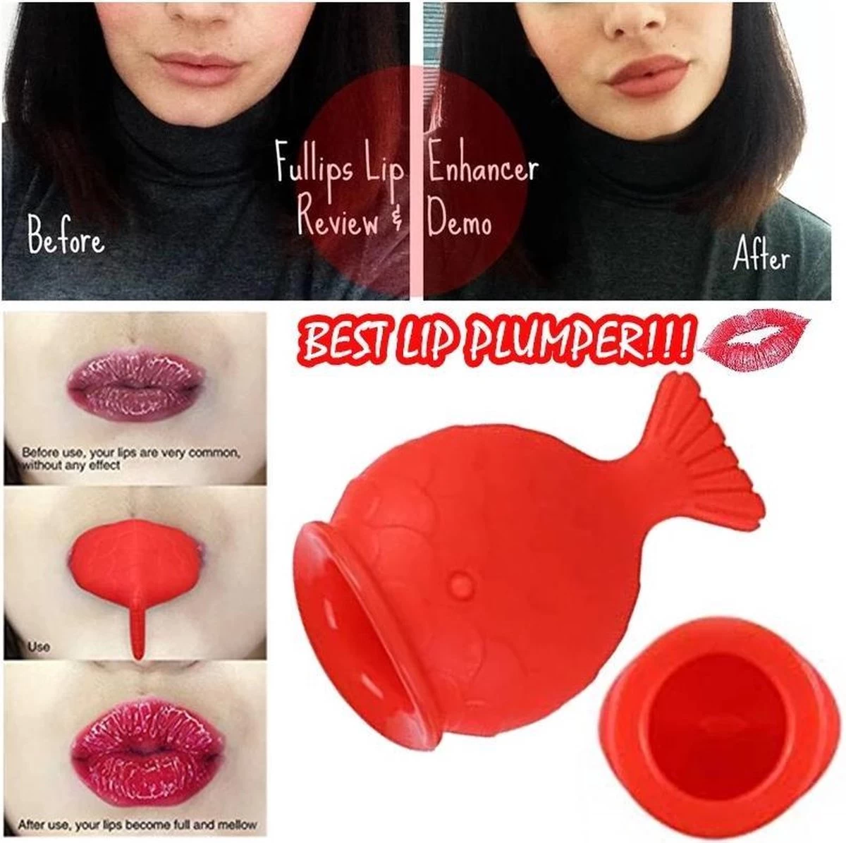 Fuller Lips Lip Plumper Large Round -Vollere Lip- Plumper Lipvergroter Zuignap 5 Fuller Lips Lip Plumper Large Round -Vollere Lip- Plumper Lipvergroter Zuignap - Afbeelding 5