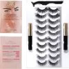 Yermin Beauty Magnetische Wimpers Met Eyeliner Pen Set - Magnetic Lashes - Magneet - 10 Sets Nepwimpers Met 2 Eyelinergel En 1 Applicator - Zwart
