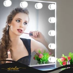 Novalie Hollywood Spiegel Met Verlichting - 65 Cm X 50 Cm - Make Up Spiegel Met Led Lampen – Visagie – Dimbaar / 3 Lichtstanden – Voor Hem / Haar Cadeau – 10x Vergroting – Met Tru-Daylight Verlichting – Wit -Make-Up Poeder Verkoop 1200x1200 1032