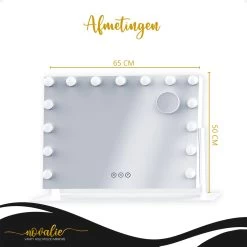 Novalie Hollywood Spiegel Met Verlichting - 65 Cm X 50 Cm - Make Up Spiegel Met Led Lampen – Visagie – Dimbaar / 3 Lichtstanden – Voor Hem / Haar Cadeau – 10x Vergroting – Met Tru-Daylight Verlichting – Wit -Make-Up Poeder Verkoop 1200x1200 1034