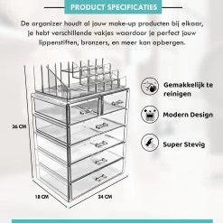 Merkloos XL Make-Up Organizer - 22 Opbergvakken - Tweedelig - Acryl -Make-Up Poeder Verkoop 1200x1200 1060