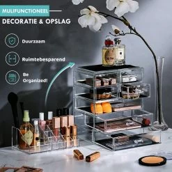 Merkloos XL Make-Up Organizer - 22 Opbergvakken - Tweedelig - Acryl -Make-Up Poeder Verkoop 1200x1200 1061