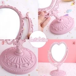 Merkloos Makeup Spiegel - Dubbelzijdig - Luxe - Draagbaar - Reis Make-up Spiegel - Roze -Make-Up Poeder Verkoop 1200x1200 1065