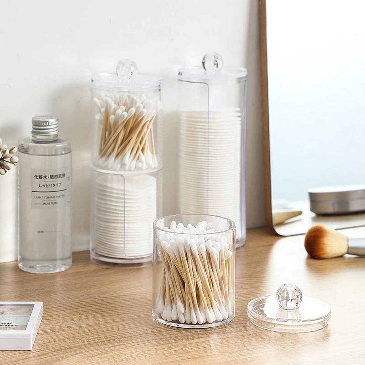 Without Lemon - Wattenstaafjes En Wattenschijfjes Houder - Dubbel Transparant Opberghouder - Opbergdoosje - Makeup Organizer - Open En Dichte Houder - Met Deksel - Stapelbaar 7 Without Lemon - Wattenstaafjes En Wattenschijfjes Houder - Dubbel Transparant Opberghouder - Opbergdoosje - Makeup Organizer - Open En Dichte Houder - Met Deksel - Stapelbaar - Afbeelding 7