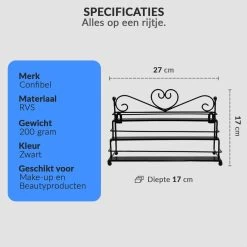 Confibel Nagellak Organizer - Nagellak Flesjes Houder - Essentiële Oliën Organizer - Rek Voor Flesjes - Wanddecoratie - Zwart -Make-Up Poeder Verkoop 1200x1200 1191