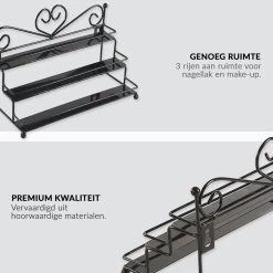 Confibel Nagellak Organizer - Nagellak Flesjes Houder - Essentiële Oliën Organizer - Rek Voor Flesjes - Wanddecoratie - Zwart -Make-Up Poeder Verkoop 1200x1200 1192