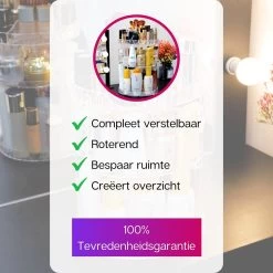 LuZana Make-Up Organizer - Beauty Organizer Voor Make Up - 360° Roterend - Opbergbox - Opbergdoos Cosmetica - Sieradendoos - Nagellak - Lippenstift - Transparant - Cadeautje Voor Vrouw -Make-Up Poeder Verkoop 1200x1200 1227