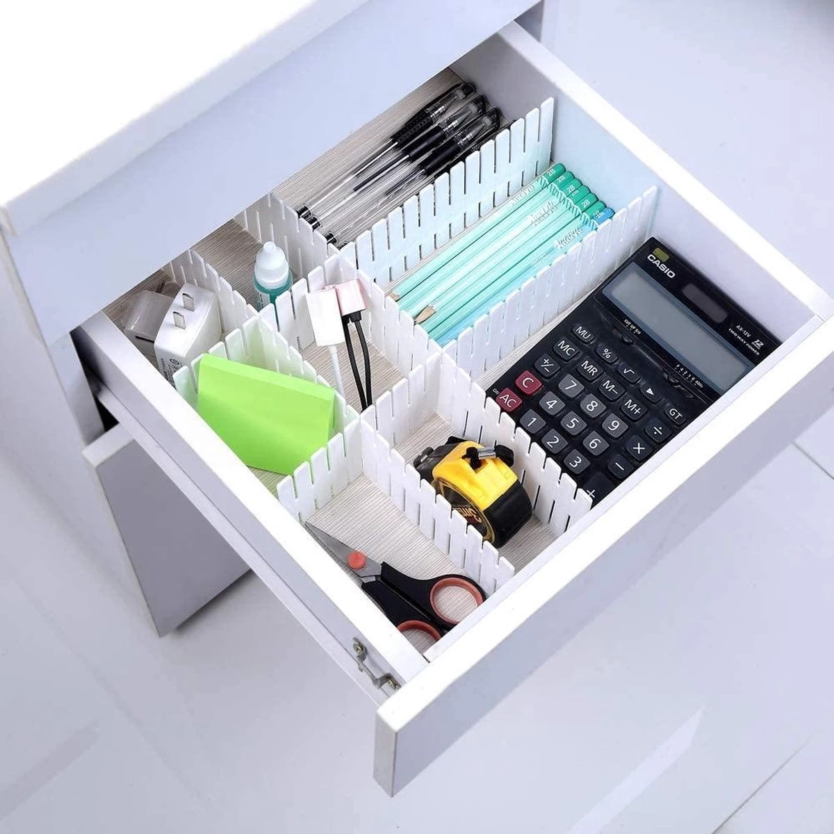 Waal® Lade Organizer - Lade Verdeler - 6 Stuks - Wit 2 Waal® Lade Organizer - Lade Verdeler - 6 Stuks - Wit - Afbeelding 2