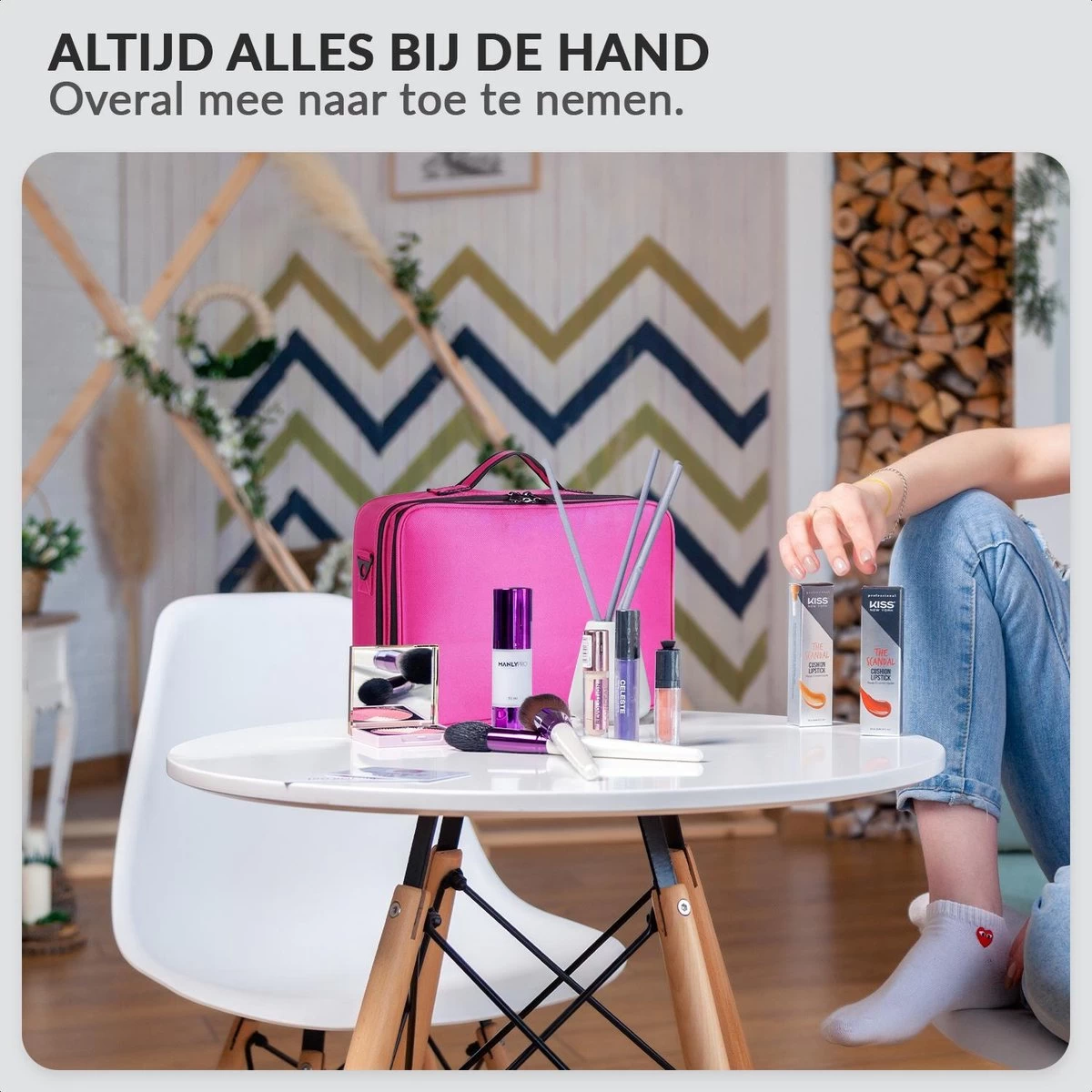 Cosmetica Koffer - Make-up Koffer Met Verstelbare Vakken - Visagie En Nagelstyliste Beauty Koffer - 40x30x14CM - Roze 2 Cosmetica Koffer - Make-up Koffer Met Verstelbare Vakken - Visagie En Nagelstyliste Beauty Koffer - 40x30x14CM - Roze - Afbeelding 2