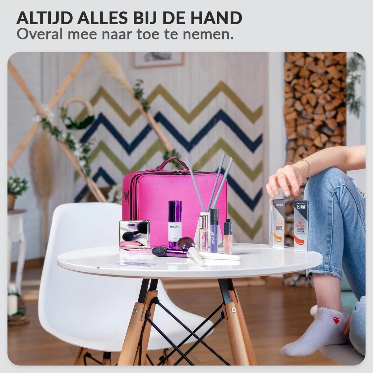 Cosmetica Koffer - Make-up Koffer Met Verstelbare Vakken - Visagie En Nagelstyliste Beauty Koffer - 37x27x13CM - Roze 2 Cosmetica Koffer - Make-up Koffer Met Verstelbare Vakken - Visagie En Nagelstyliste Beauty Koffer - 37x27x13CM - Roze - Afbeelding 2