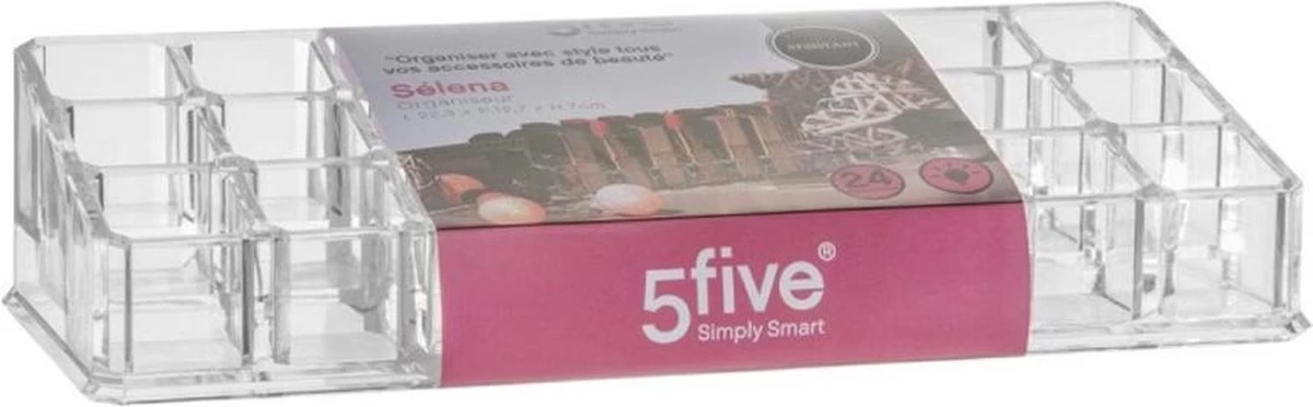 Five® Lipstick Houder 24-vaks - Transparant - Sorteervakken 1 Five® Lipstick Houder 24-vaks - Transparant - Sorteervakken