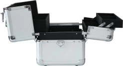 Veronica NAIL-PRODUCTS - Aluminium Koffer - Zilver - 3 Vaks - Draagriem En Afsluitbaar - Beautycase Voor Nagel, Pedicure, Manicure, Visagie, Make-up, Kapper Spullen. -Make-Up Poeder Verkoop 1200x647 1