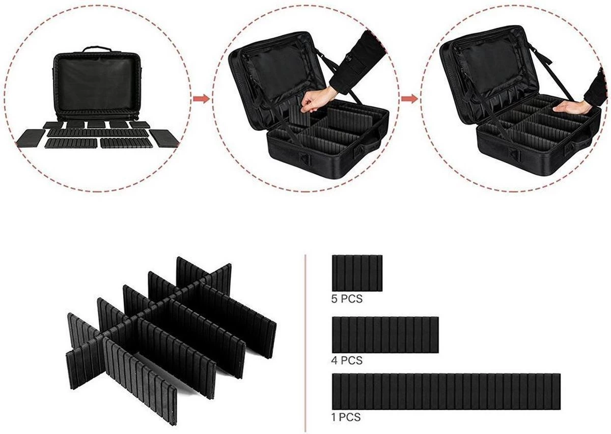 Visagie Kappers Koffer - Make Up Cosmetica Tas - Beauty Case - Groot 41 X 31 X 14 Cm 2 Visagie Kappers Koffer - Make Up Cosmetica Tas - Beauty Case - Groot 41 X 31 X 14 Cm - Afbeelding 2