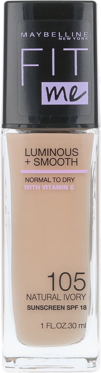 Maybelline - Fit Me Luminous & Smooth Foundation - Natural Ivory 105 2 Maybelline - Fit Me Luminous & Smooth Foundation - Natural Ivory 105 - Afbeelding 2